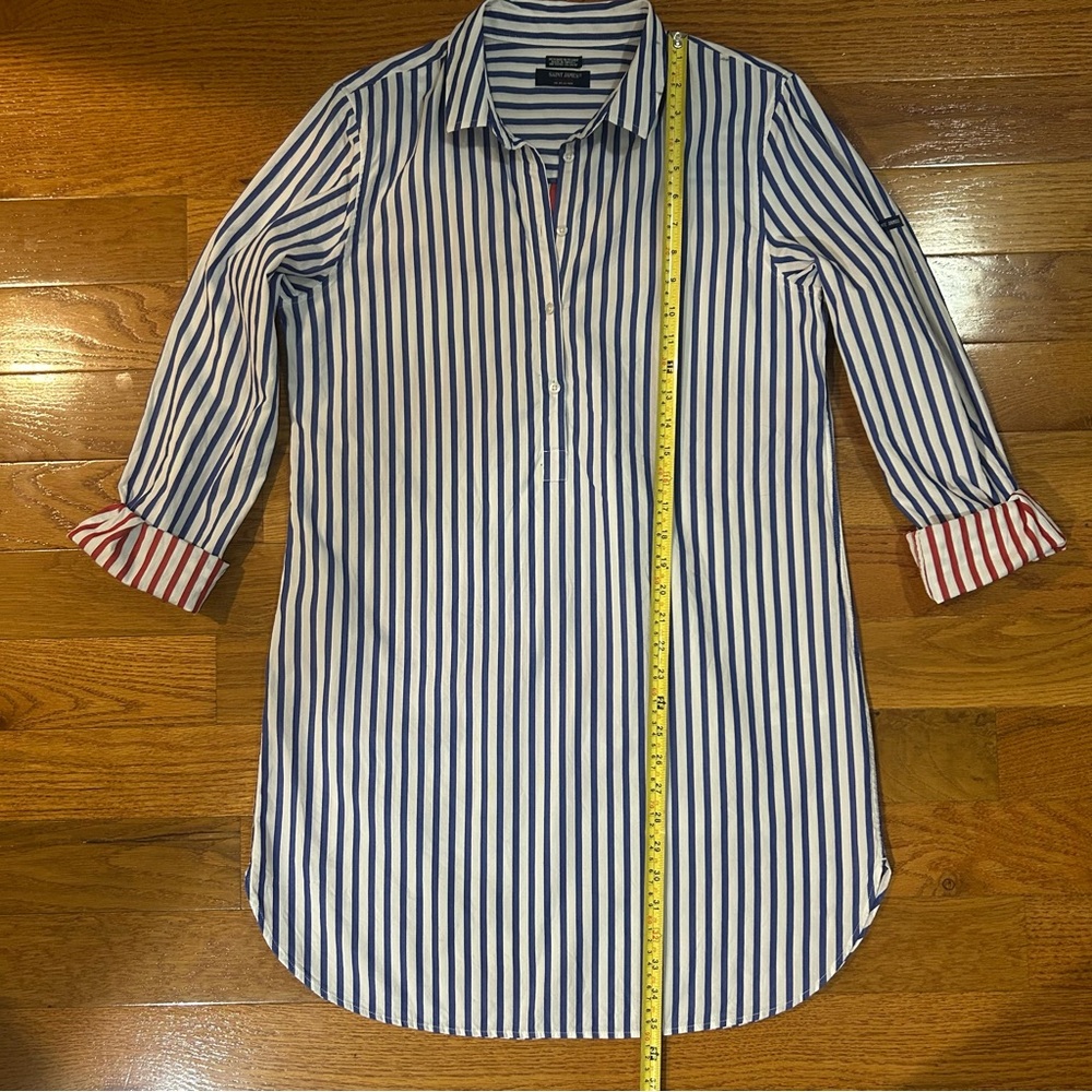 Saint James Benedict Blue and White Striped shirt Dress 10 - Picture 8 of 16